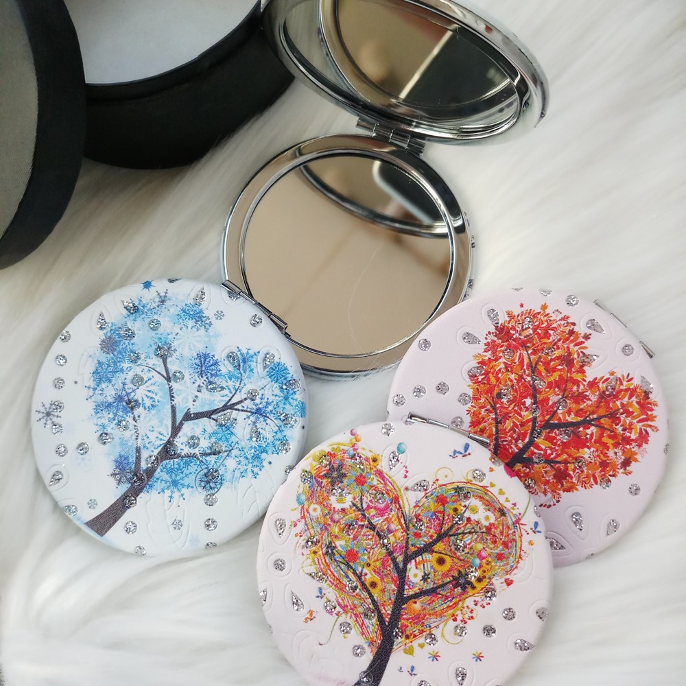 Picture of ( 1pc ) Random Folding makeup mirror Mini portable vanity mirror Double sided mirror Makeup small mirror Makeup tool