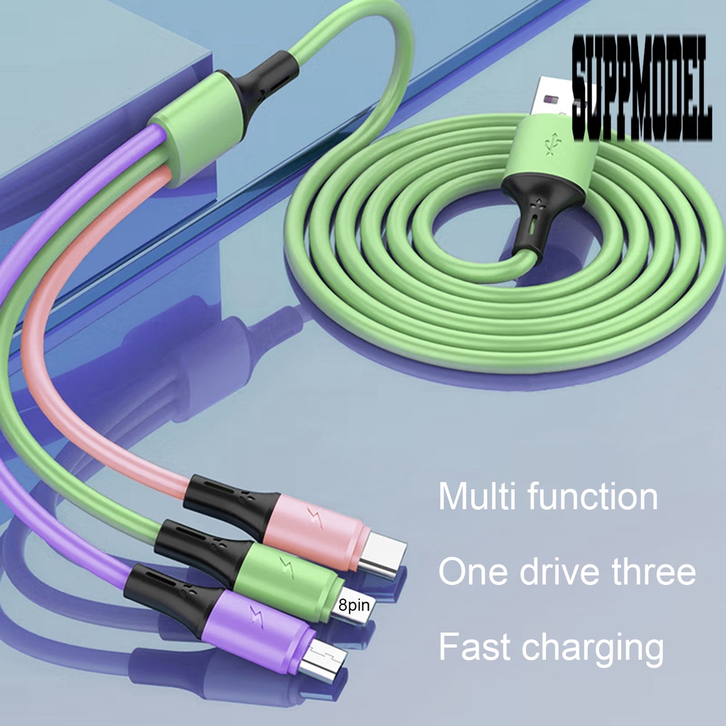 Picture of 3 IN 1 USB Cable 5A Fast Charging Universal USB Charger Cable for iPhone Type-C Android Micro USB Charging Liquid Silicone Accessories One Wire for Charging Three Device Donglai