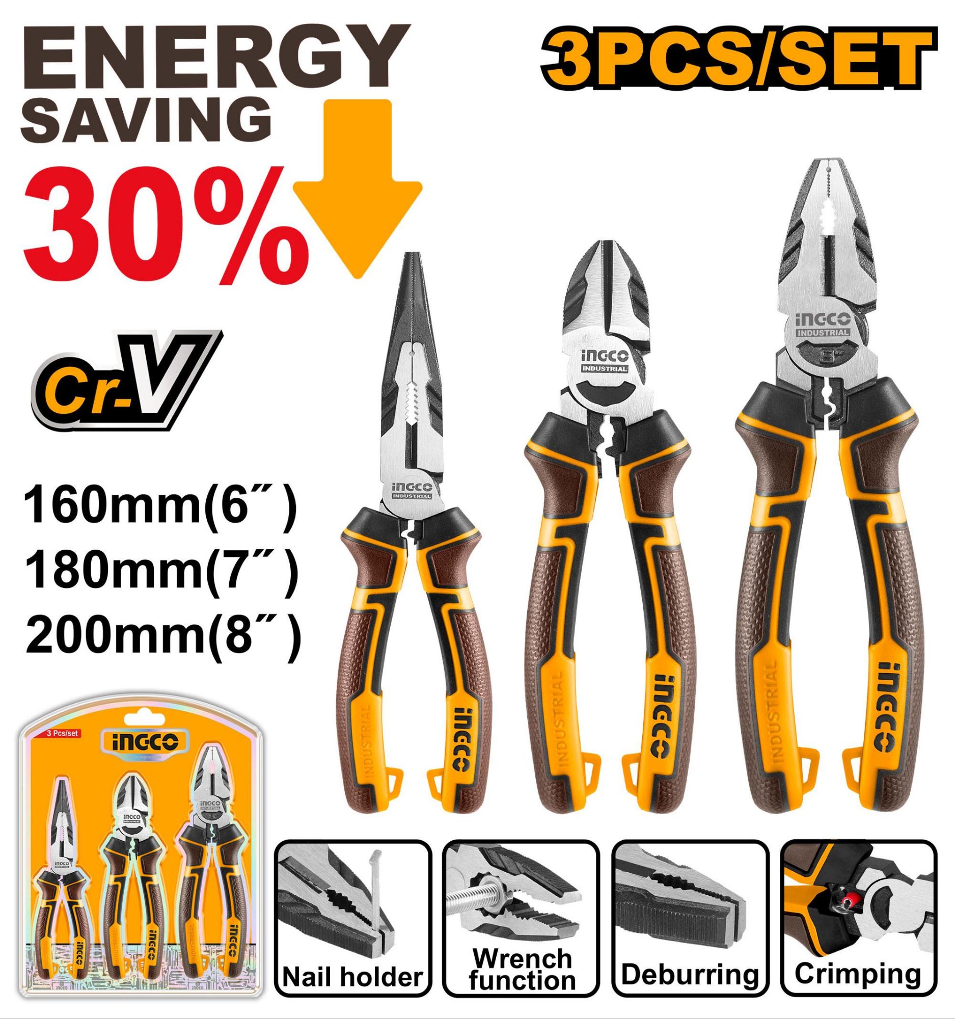 Picture of INGCO 3pcs HIGH LEVERAGE PLIERS SET HKHLPS2831