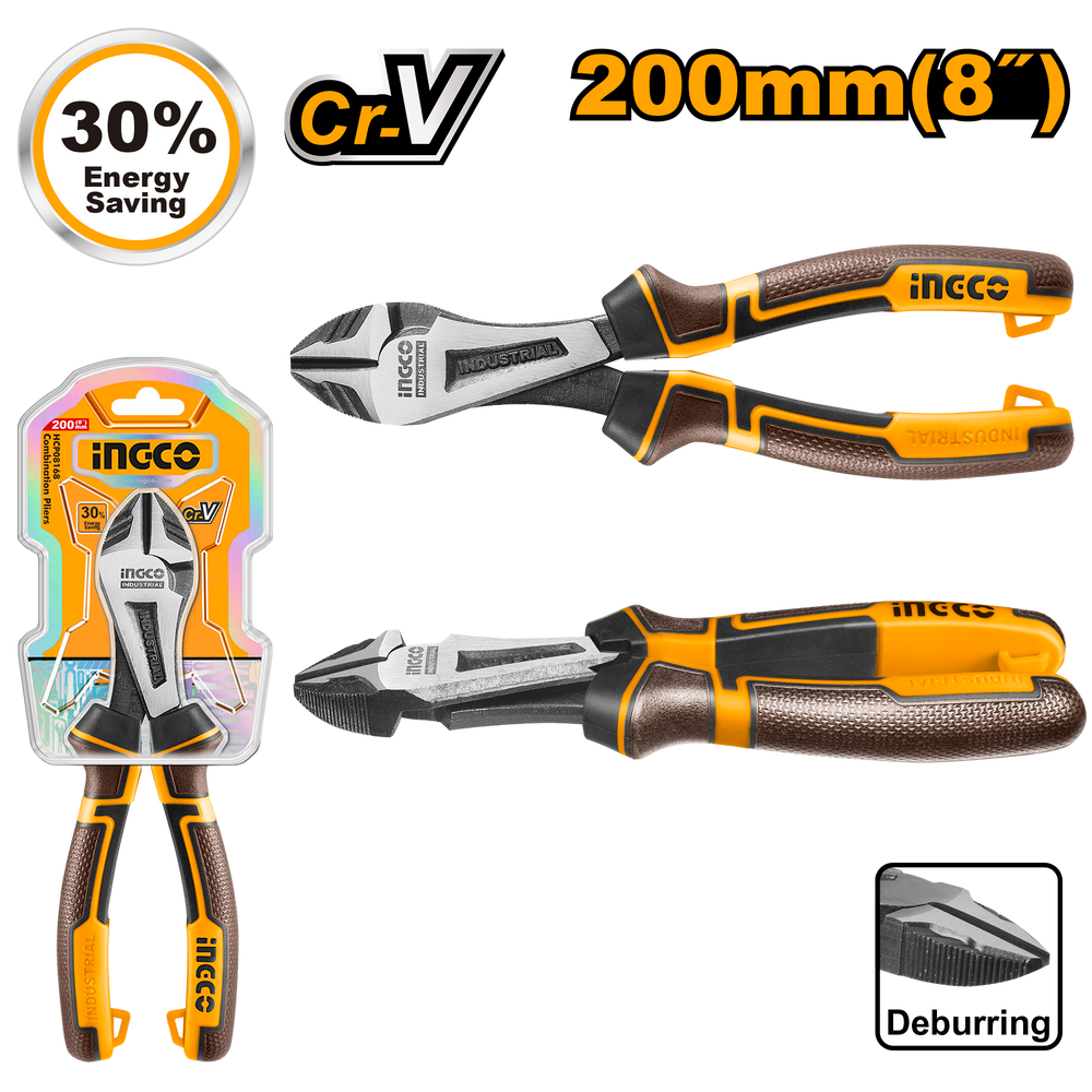 Picture of INGCO 8" (200mm) HIGH LEVERAGE HEAVY-DUTY
DIAGONAL CUTTING PLIERS HHHDCP28200