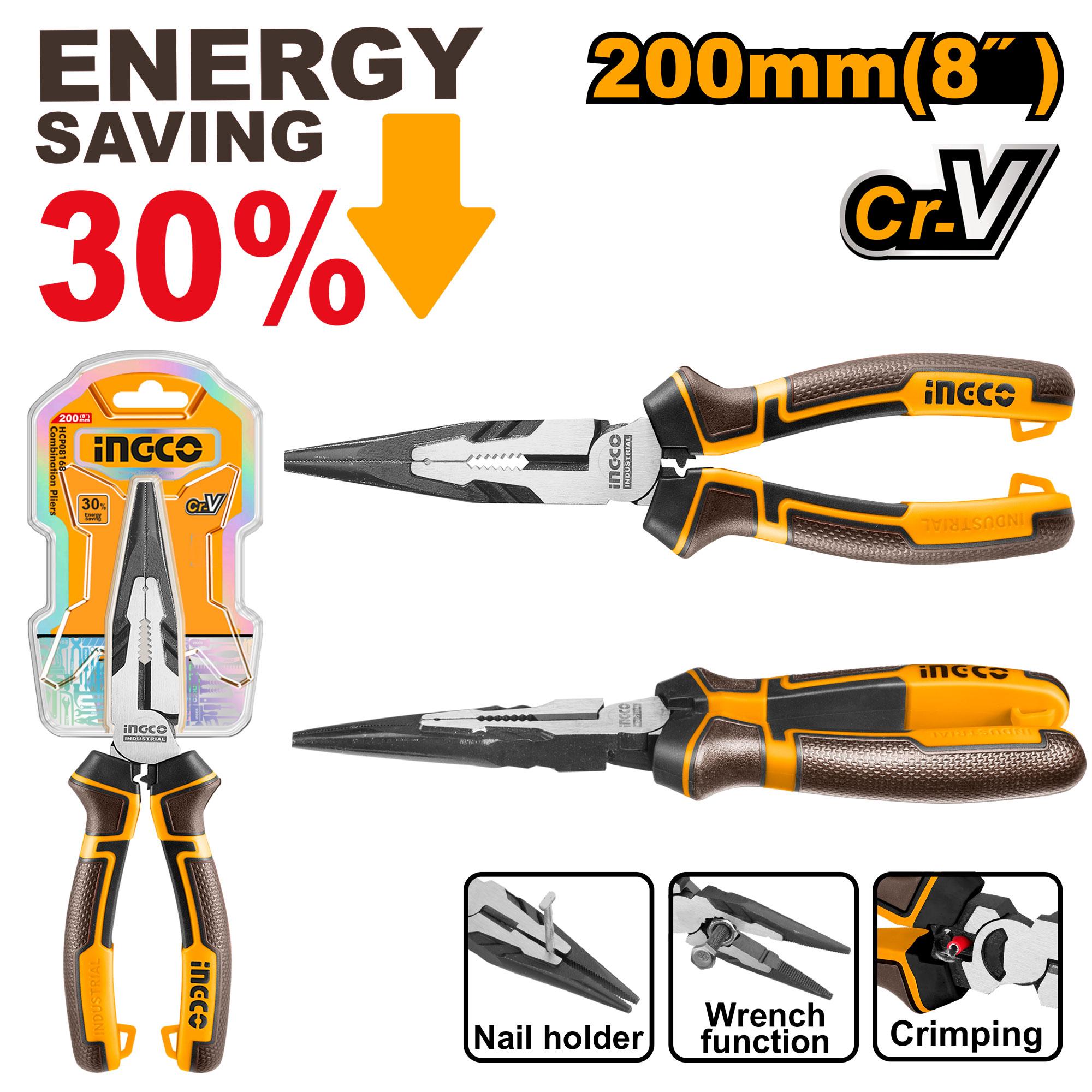 Picture of INGCO 8" (200mm) High leverage LONG NOSE PLIER HHLNP28200