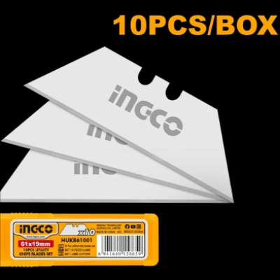 Picture of INGCO 19×61mm 10 pcs Utility Knife Blades Set HUKB61001