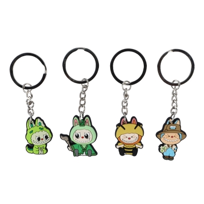 Picture of Labubu The Monsters Rubber Keychain | Cute Cartoon Character Collectibles | Durable PVC Keychain Accessory for Bags & Keys - 4 piece set
