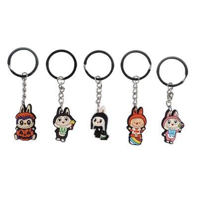 Picture of Labubu The Monsters Rubber Keychain | Cute Cartoon Character Collectibles | Durable PVC Keychain Accessory for Bags & Keys - 5 piece set