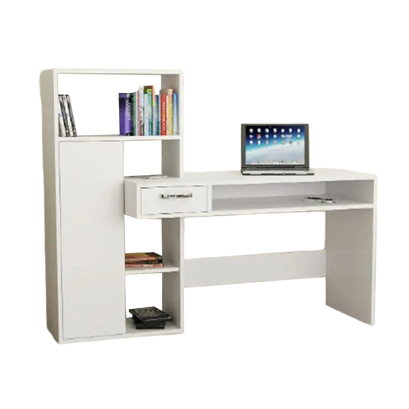 Picture of Home Office Computer Table | Study Table | Laptop Desk with Shelves (White Color Finish) - Computer Table