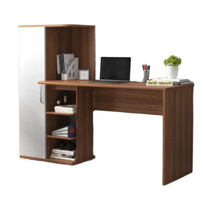 Picture of Modern Home Office Computer Table | Study Table | Laptop Desk with Shelves (White Color Finish) - Computer Table