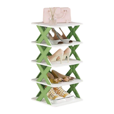 Picture of 1 pcs 5-Tier Adjustable Folding Shoe Rack: Multi-Layer Plastic Organizer for Closets and Narrow Spaces