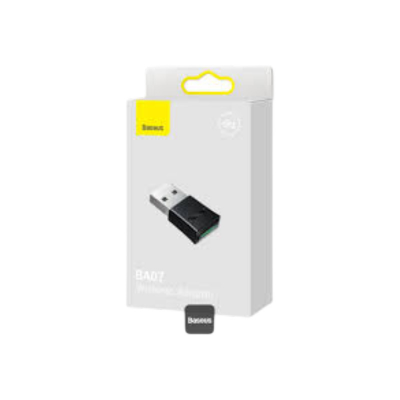 Picture of Baseus BA07 Mini Bluetooth Adapter for PC, USB 5.3 Wireless Bluetooth Dongle Receiver - Black