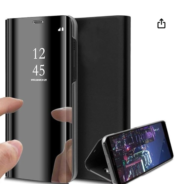 Picture of Samsung Galaxy J8 2018 Case,Translucent View Shockproof Clear View Cover Mirror Screen Flip