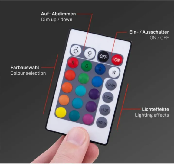 Picture of LED Strip Light Remote Control – 24 Button RGB Controller