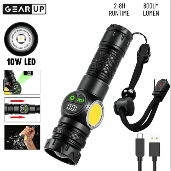 Picture of 7000 Lumen Battery Indicator 30w LED 1200m Long Range Strong Light LED Rechargeable Magnetic Torch Zoomable Flashlight