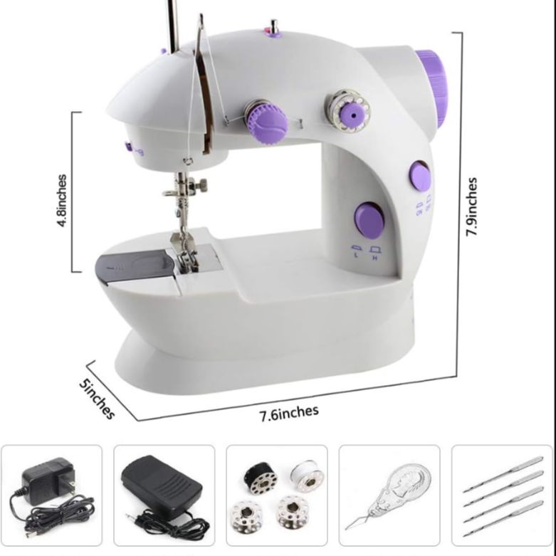 Picture of Mini Sewing Machine - Dual Speed Portable Mini Electric Pedal Double Threads Rewind Swing Machine