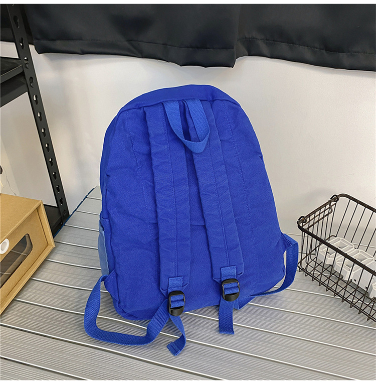 Picture of Casual Contrast Color Canvas Backpack - Blue
