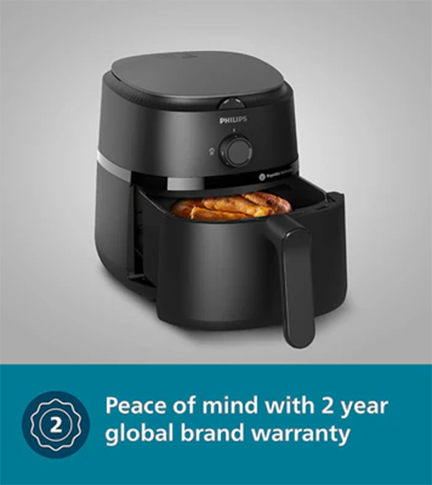 Picture of Philips 4.2 Litre Compact Airfryer with Rapid Air Technology 1500W, Dishwasher Safe, Temperature Control, Time Control (NA120) with 2 Year Warranty