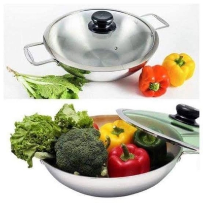 Picture of SKB 3 Layer Wok with Glass Lid, SuS304 Food Grade made by Stainless steel material 30 CM