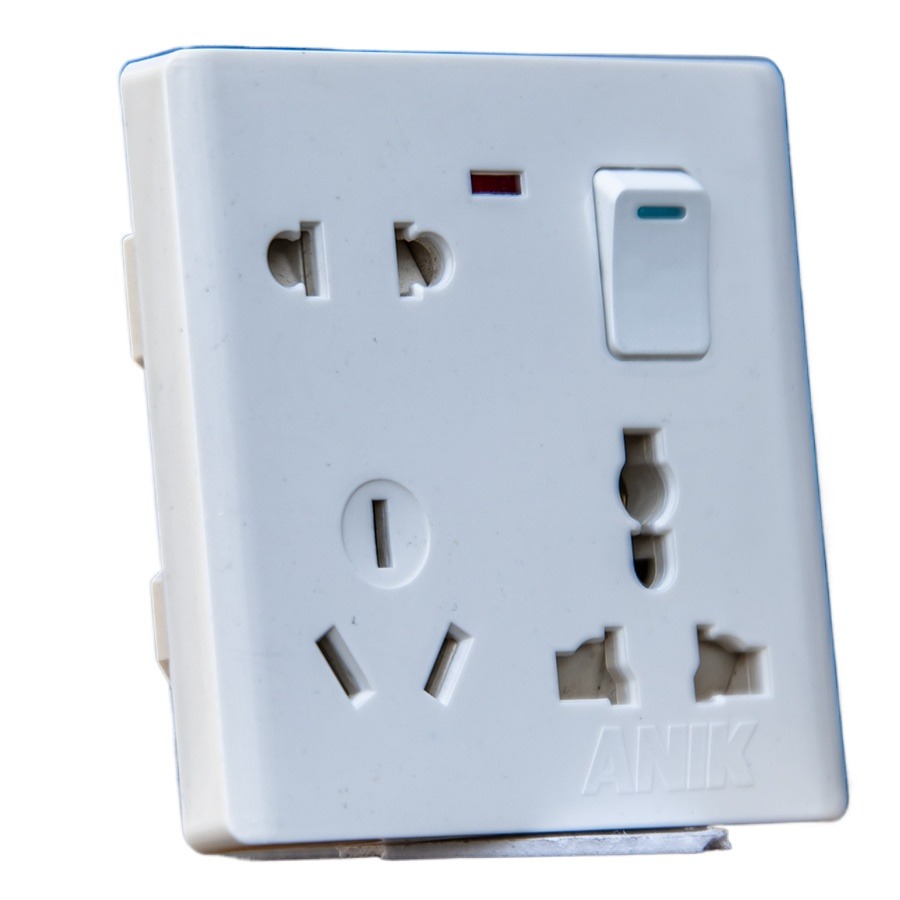 Picture of Electrical multi socket, wall sockets/multi 6 pin plug socket with switch