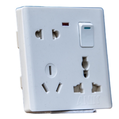 Picture of Electrical multi socket, wall sockets/multi 6 pin plug socket with switch