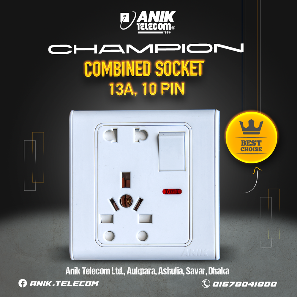 Picture of Electrical multi socket, wall sockets/multi 10 pin plug socket with switch