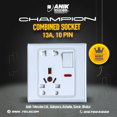 Picture of Electrical multi socket, wall sockets/multi 10 pin plug socket with switch