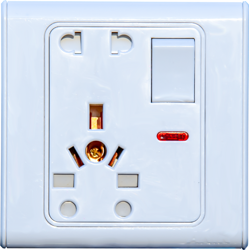 Picture of Electrical multi socket, wall sockets/multi 10 pin plug socket with switch