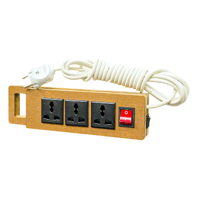 Picture of PowerPlus, Wooden 3 AC Outlet Multiplug with Warm LED Light. 10 ft Extension Cord, Desktop Charging Stations for Home Office Dorm Room & many more.