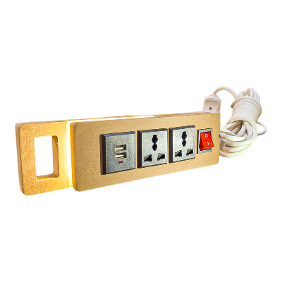 Picture of Power Smart, ANIK Multi Plug with 10 ft Extension Cord, 2 Outlets and 2 USB Ports Desktop Charging Stations for Home Office Dorm Room, Light Wood Grain