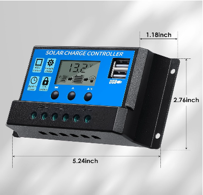 Picture of 30A PWM Solar Charge Controller 12V 24V Solar Panel Lcd Display Digital PWM Charge Controller 30A Charging And Output - Solar Panel