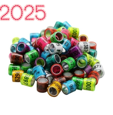 Picture of 2025 Multicolor Racer Pigeon Foot Ring 8mm With Word Earrings Quality Durable Bird Ring Pigeon Racing Rings Bird Training Tool 50 Pcs