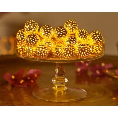 Picture of Golden Metal Ball Fairy Light, Metal Ball String Light - Fairy lights 20pcs string lights Party Wedding Decoration