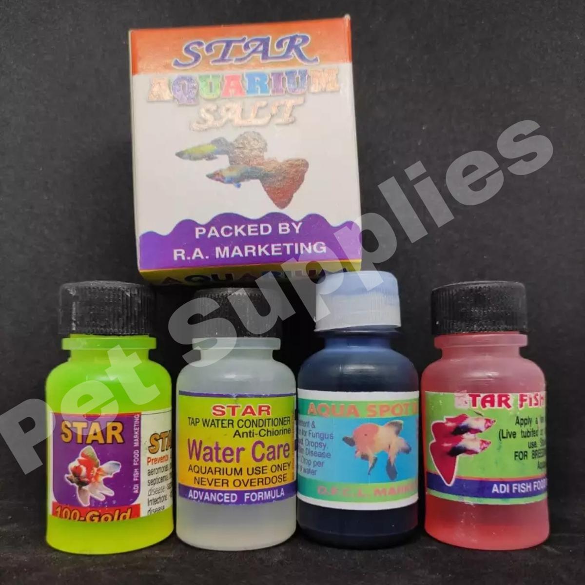 Picture of Aquarium water care medicine 5 pcs per set, Aqua blue, Water care, Fish Vitamins & Sea Salt