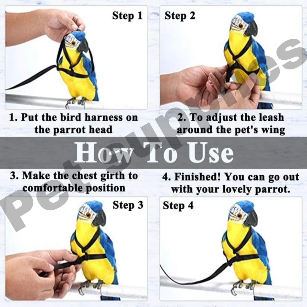 Picture of Parrot Bird Harness Leash Outdoor Flying Traction Straps Band Adjustable Anti-Bite Training Rope