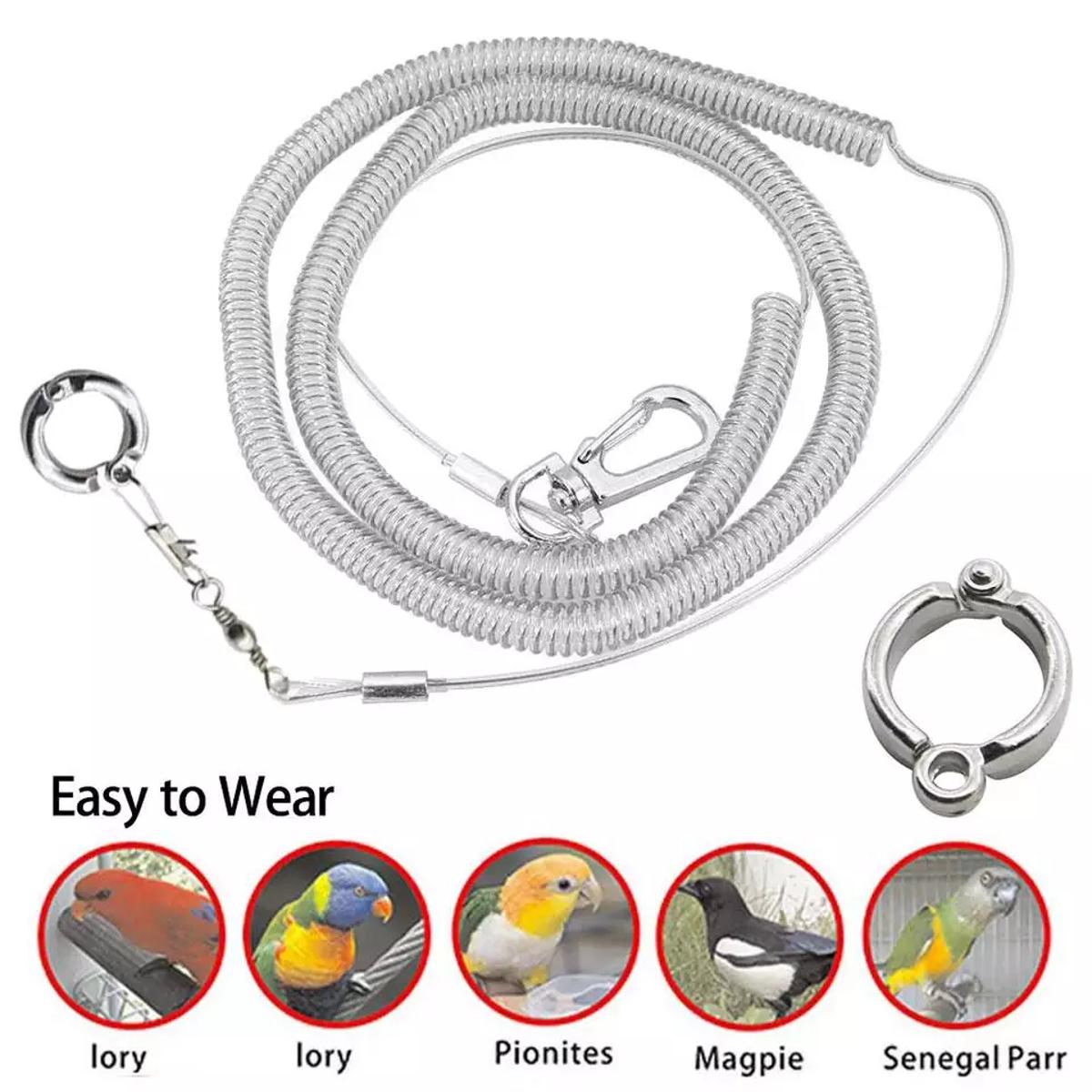 Picture of 3M Parrot Bird Flying Training Leash Ultra-light Flexible Rope Anti-bite with Leg Ring Harness Outdoor Macaw Cockatiel Starling