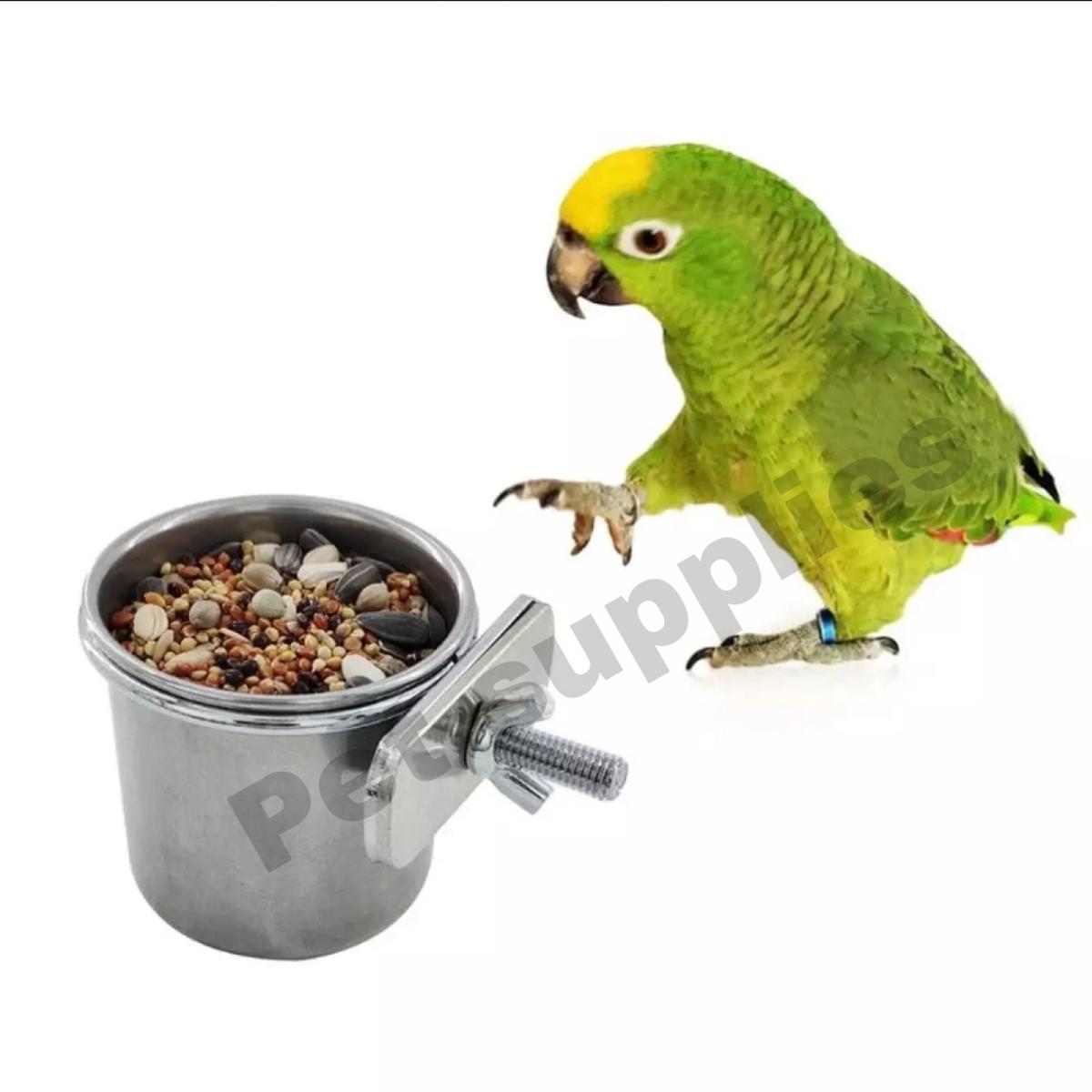 Picture of Pet Birds Hanging Cage 200ml Bowl Dish Cup Anti-turnover Stainless Steel Feeding Food Drinking Feeder for Parakeet Lovebird