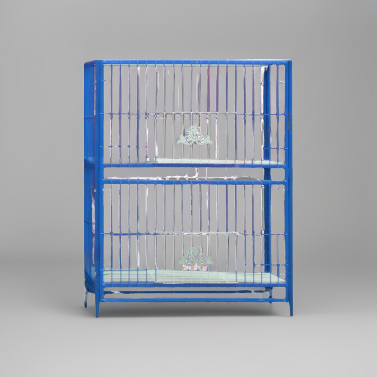 Picture of 2 Floor Nut System Folding Cage Made by 13no. Wire With plastic coded on China Model Pigeon Cage Each Floor Size Length 24"× Width 24" × Height 18 "  Cash On Delivery Available