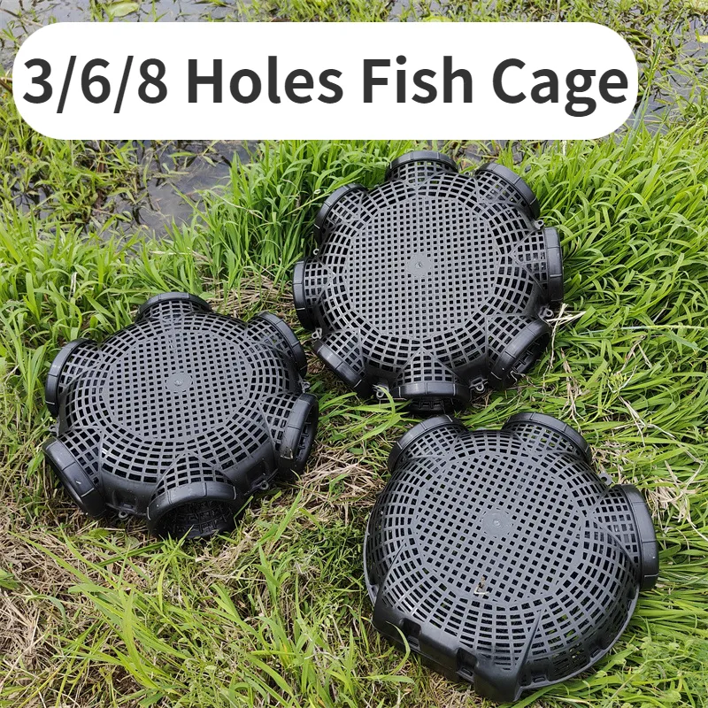 Picture of 7 Holes Catch Mixed Fish Trap Crayfish Catcher Outdoor Fishing Net Cage Plastic Fish Trap Cage Easy to Install
