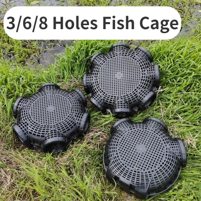 Picture of 7 Holes Catch Mixed Fish Trap Crayfish Catcher Outdoor Fishing Net Cage Plastic Fish Trap Cage Easy to Install