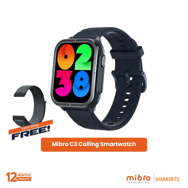 Picture of Mibro C3 Calling smart Watch 2ATM with Dual Straps - Navy Blue