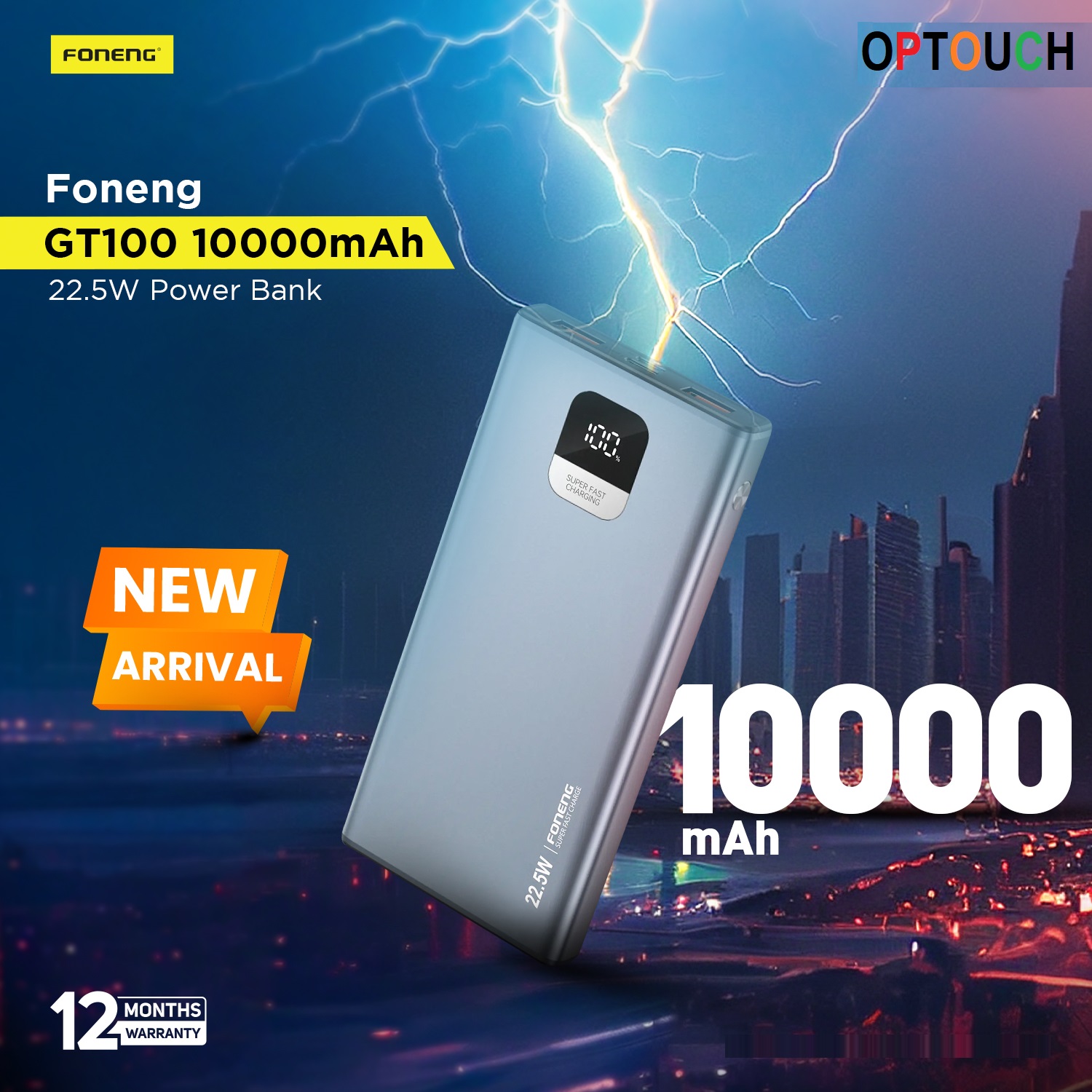 Picture of Foneng Power Bank PD 22.5W LED Display, 20,000 mAh GT200