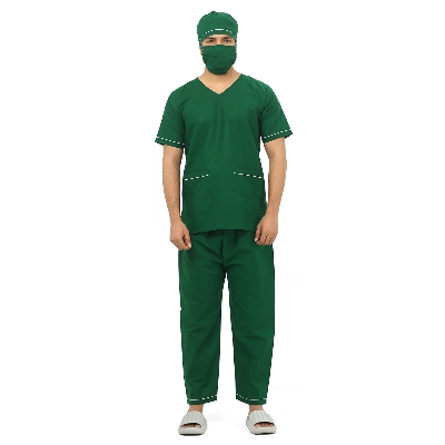 Picture of Medical OT Dress For Doctors and Nurses Both Male & Female (Set of 4 Piece) Doctors OT Dress/OT Dress/Male Female Doctors OT Dres With Full Set With Standard Cotton Febric For Medical Students & Nurse With Green Surgical OT Dress  (Set of 4 Piece)