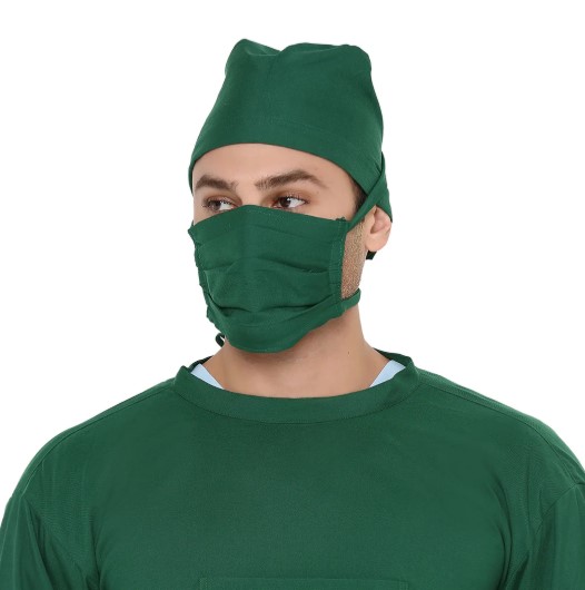 Picture of Medical OT Dress For Doctors and Nurses Both Male & Female (Set of 4 Piece) Doctors OT Dress/OT Dress/Male Female Doctors OT Dres With Full Set With Standard Cotton Febric For Medical Students & Nurse With Green Surgical OT Dress  (Set of 4 Piece)