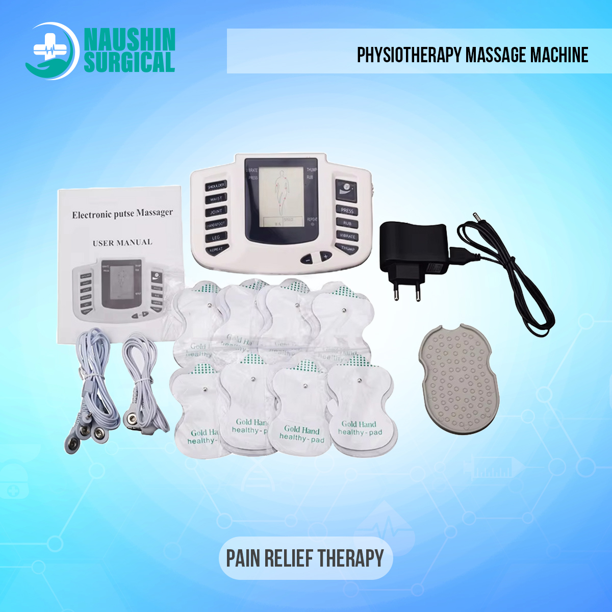 Picture of Physiotherapy Massage Machine with 4 Pads Body Pain Relief Therapy Stroke Machine