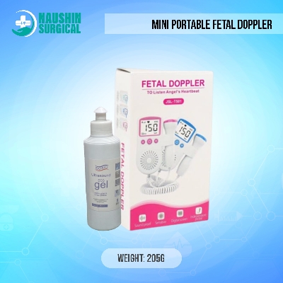 Picture of Mini Portable Fetal Doppler Baby Heart Monitor Ultra Sound Device for Preganany with Inbuild Speaker, Large Display Size with free 200ml Ultra Sound Gel (Pink/Blue, gel 1 Piece)