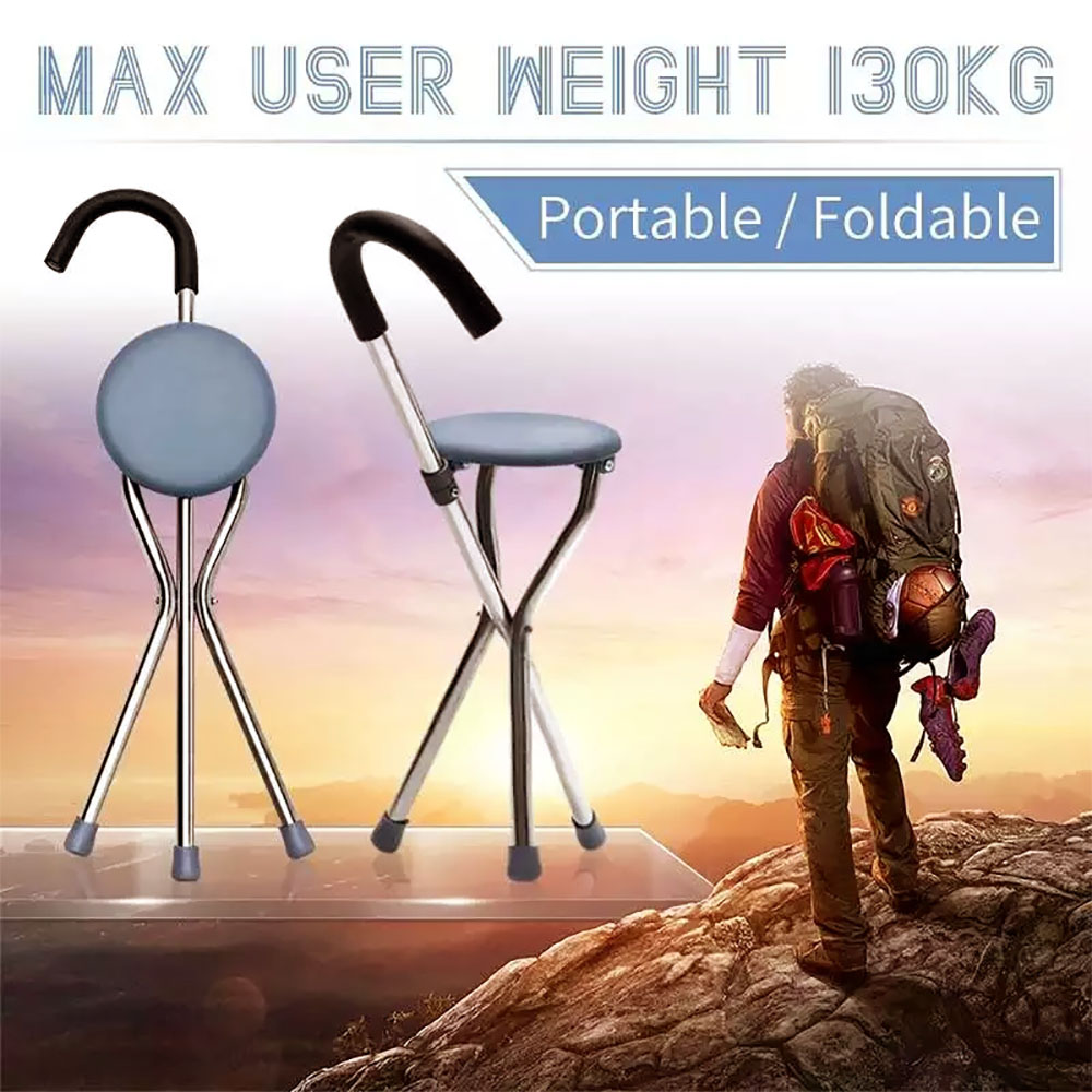 Picture of Elderly Folding Walking Stick Chair for Elderly Aluminum Walker Seat Walking Stick with Old People 2 in 1 Walking/Seat - stick