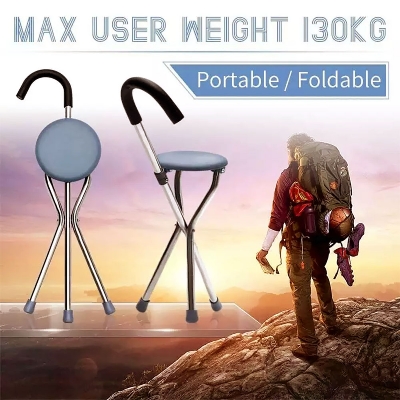 Picture of Elderly Folding Walking Stick Chair for Elderly Aluminum Walker Seat Walking Stick with Old People 2 in 1 Walking/Seat - stick