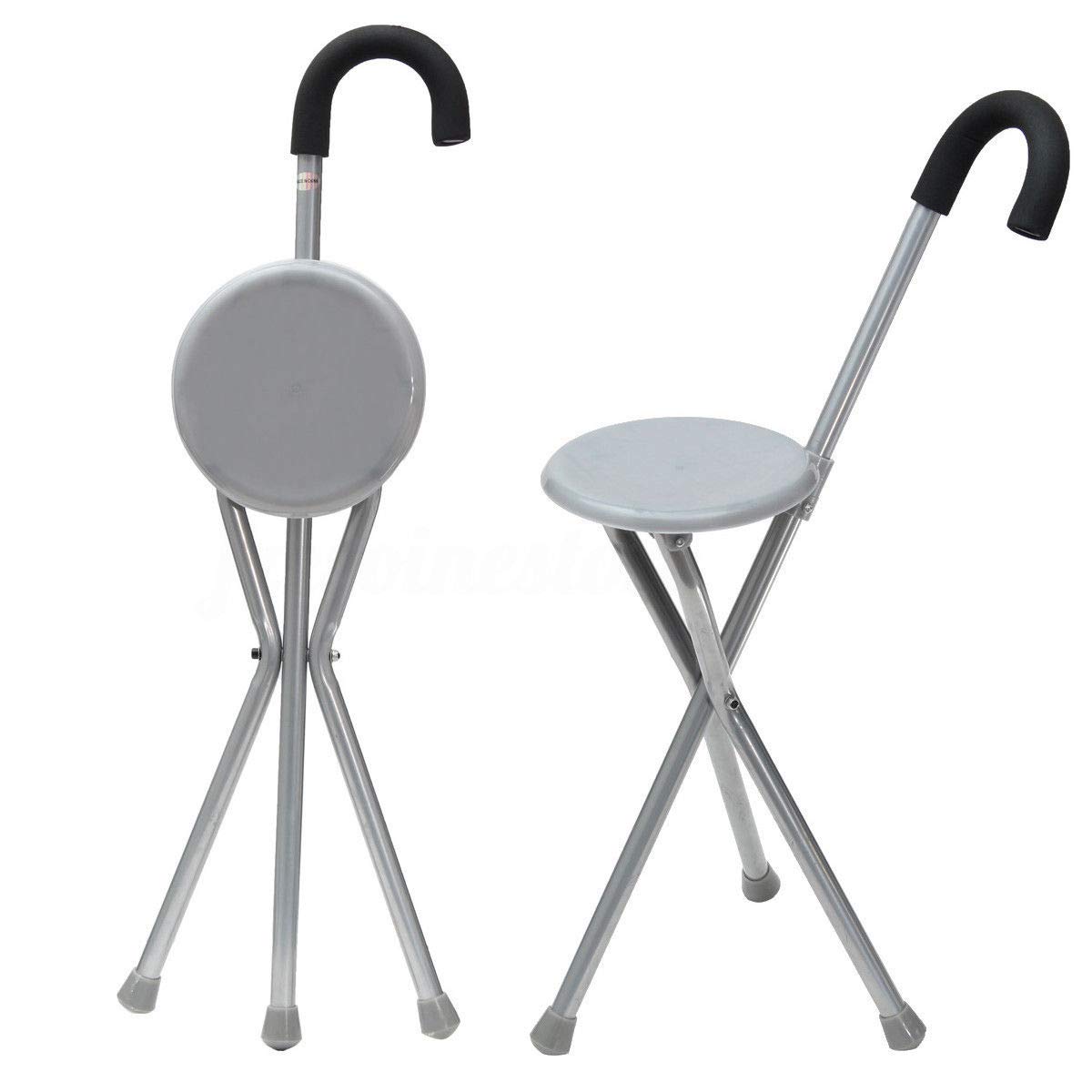 Picture of Elderly Folding Walking Stick Chair for Elderly Aluminum Walker Seat Walking Stick with Old People 2 in 1 Walking/Seat - stick