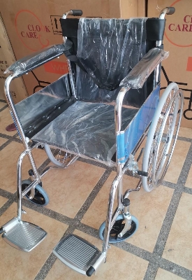 Picture of Wheel chairs for old People | Foldable wheelchair suitable for old age Patient at home & Travel |portable flip up leg rest with Hand Brake | chrome finish (Imported Wheelchair)