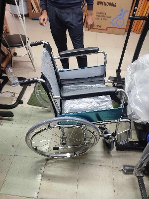 Picture of Wheel chairs for old People | Foldable wheelchair suitable for old age Patient at home & Travel |portable flip up leg rest with Hand Brake | chrome finish (Imported Wheelchair)