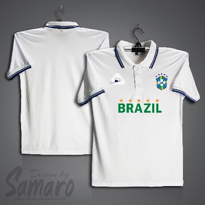 Picture of Brazil 5star Short Sleeve Polo Football Jersey for Men - PP Micro Collar Polo Jersey - Brazil Jersey