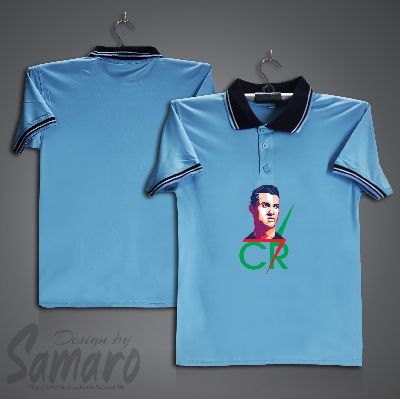 Picture of Portugal CR7 Short Sleeve Polo Football Jersey For Men - Ronaldo CR7 Picture Polo Jersey - Portugal Jersey