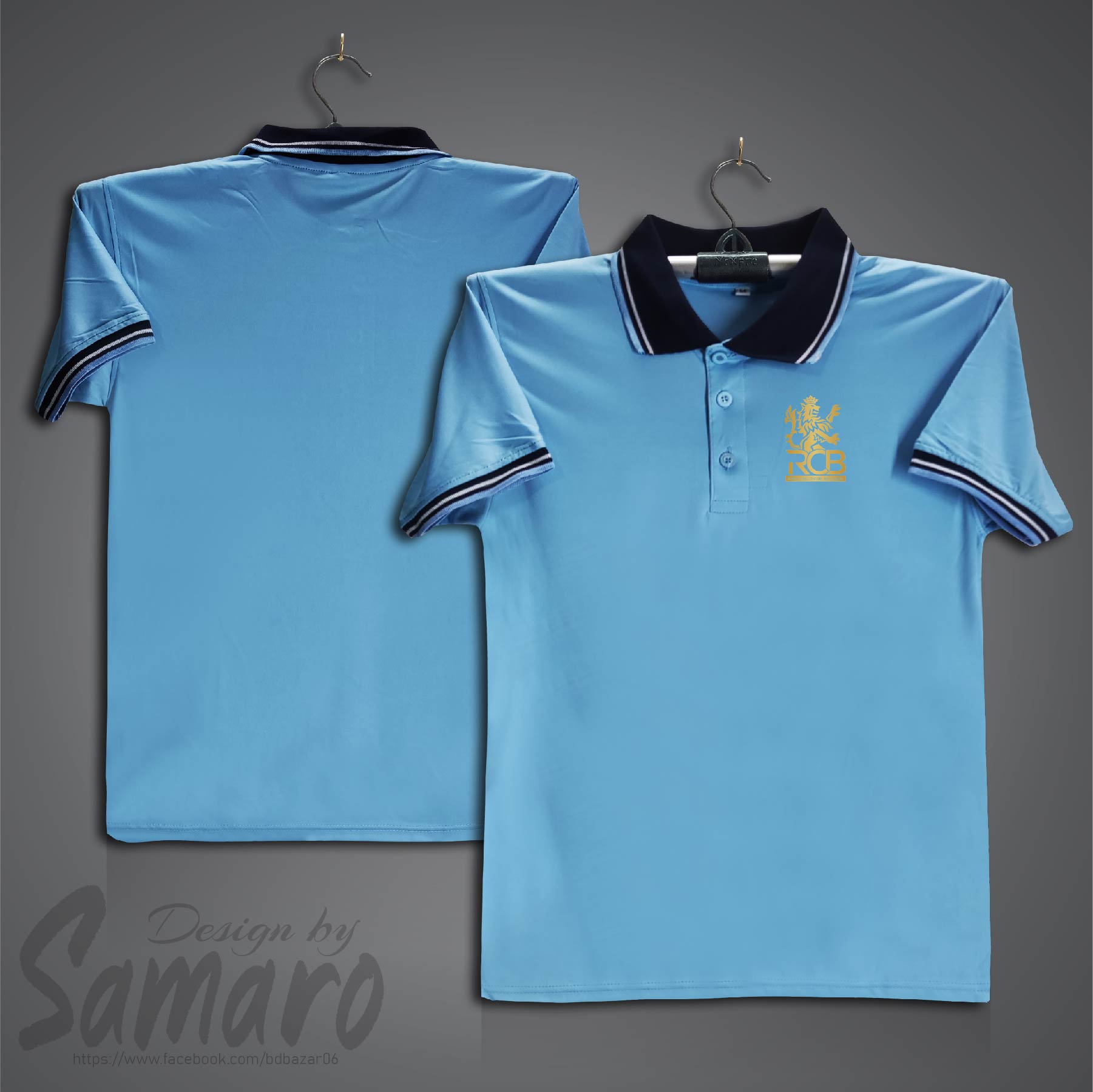 Picture of RCB Short Sleeve Polo IPL Cricket Jersey For Men - PP Micro Collar Polo Jersey - RCB Jersey